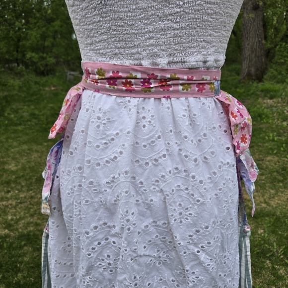 Handmade Multi Layered Waist Apron Floral Stripes Knee Length Prairie Homestead - Picture 6 of 9